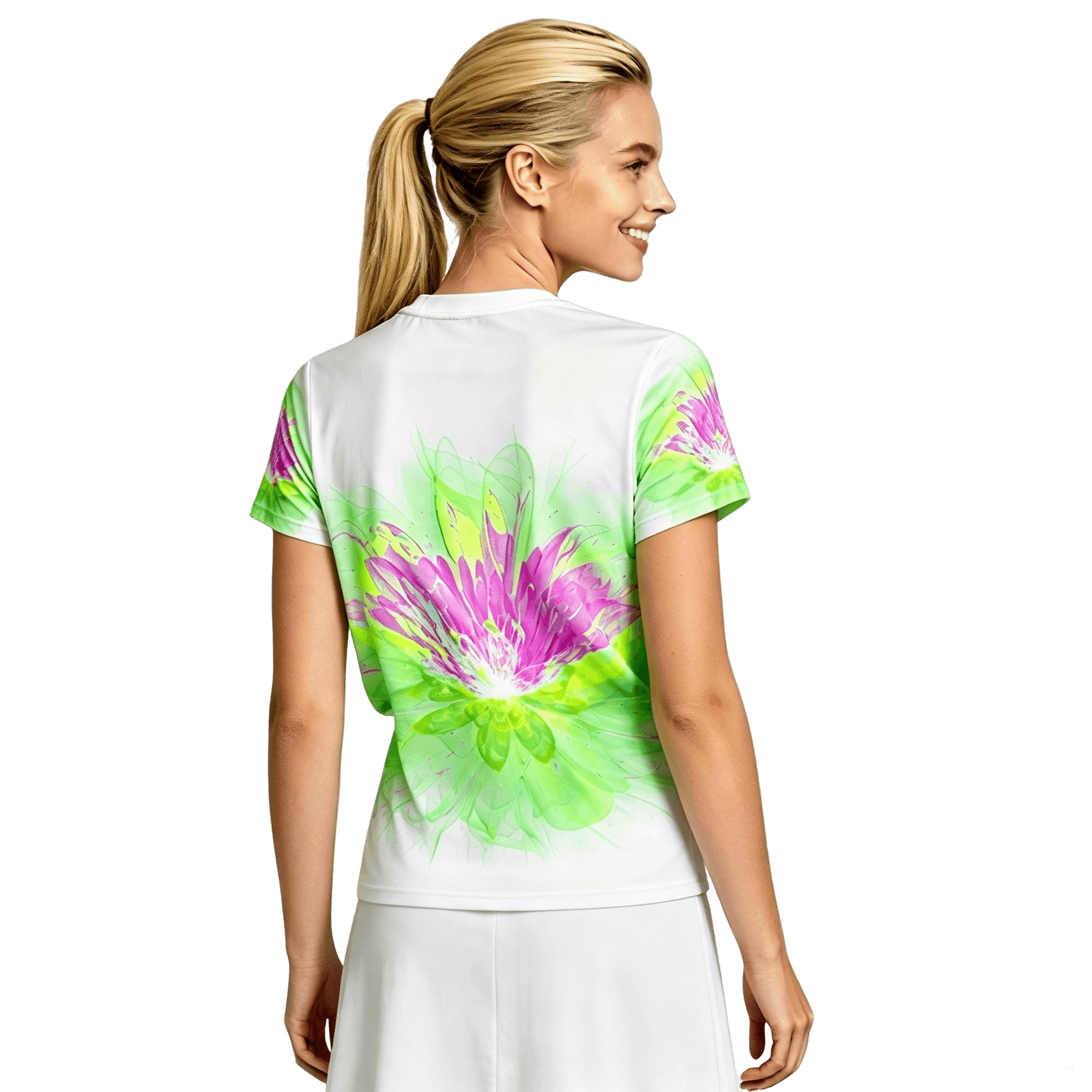 All-Over Print Crop Tee Lotus Purple Green