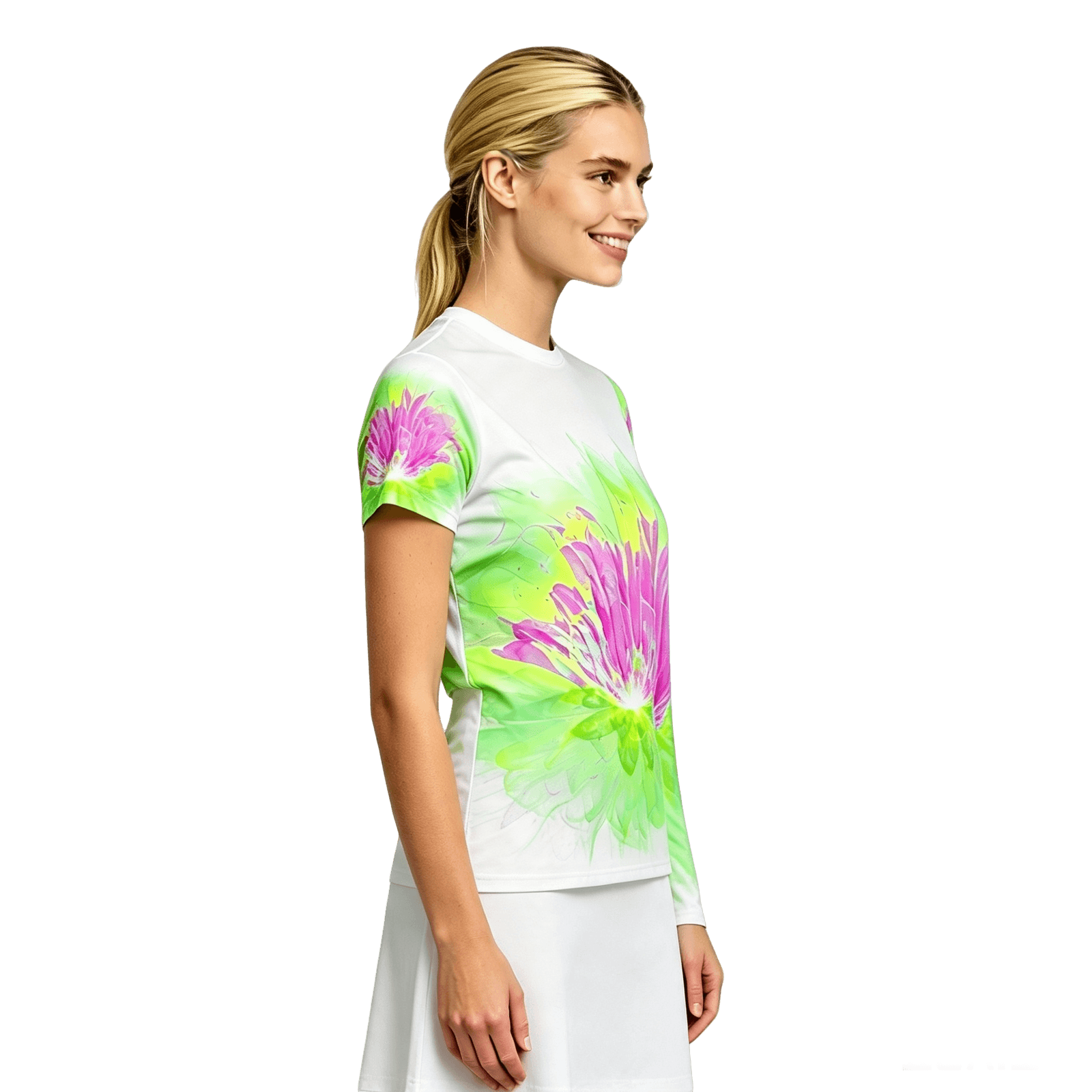 All-Over Print Crop Tee Lotus Purple Green