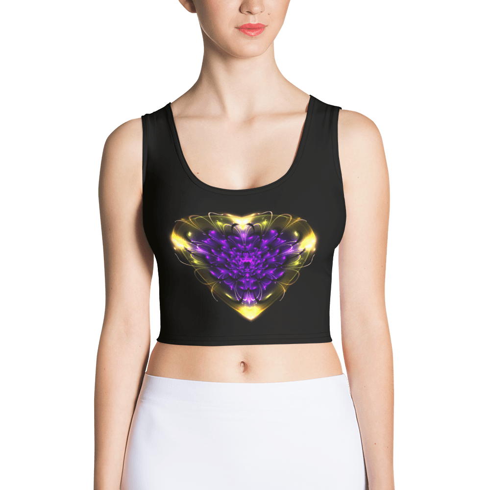 Crop Top Flower Heart Purple Gold