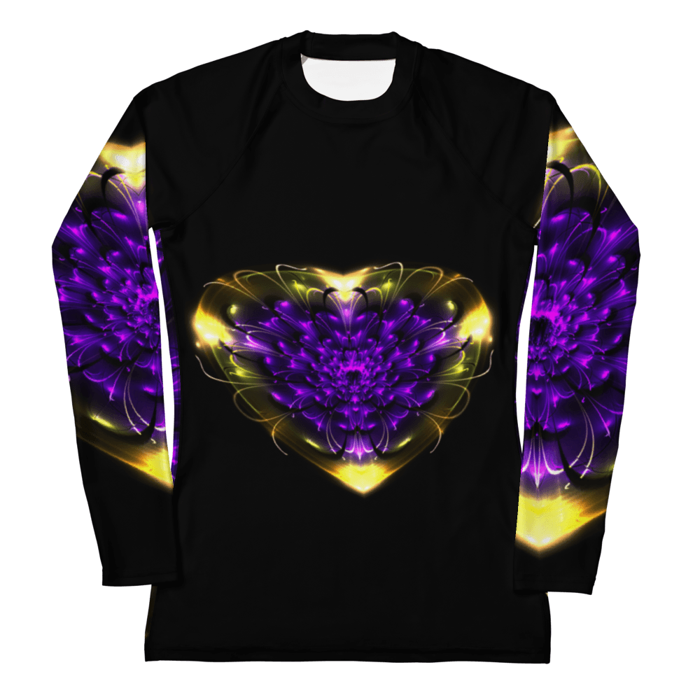 Women's Rash Guard Flower Heart Purple Gold